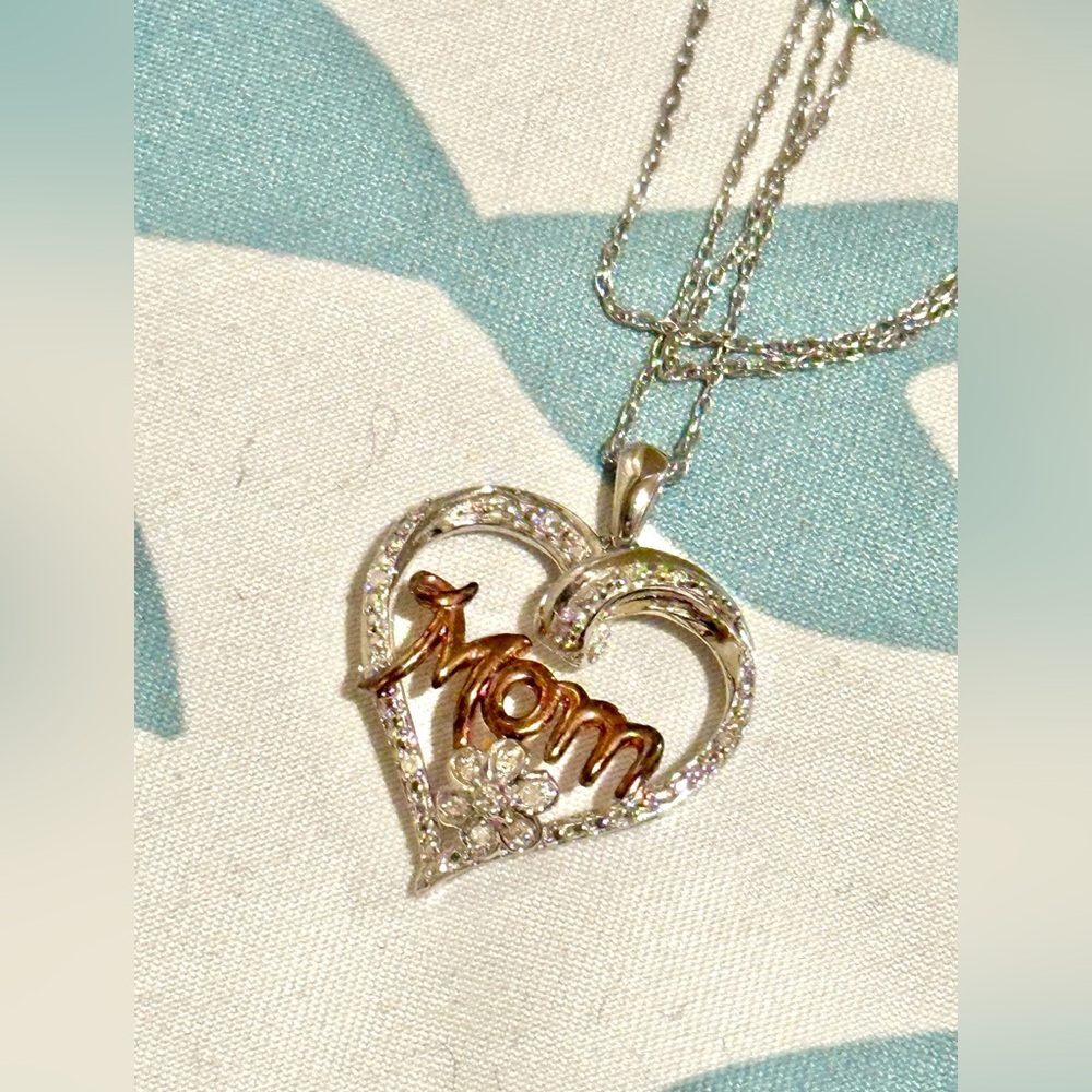Sterling Silver & Rose Gold Mom Necklace